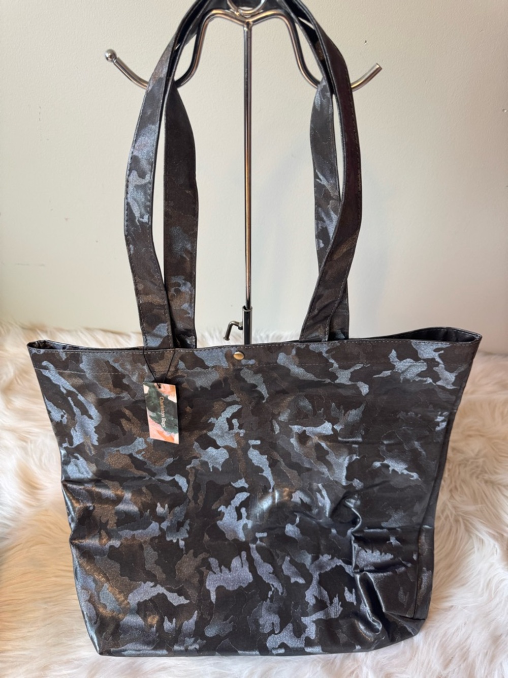 Charleston Bags -  Black Camouflage Print Tote Bag - Stylish Everyday Carry